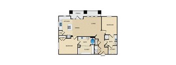 B2A Floor Plan: 2 bedroom, 2 bathroom at Ovation at Lewisville Apartments, Texas