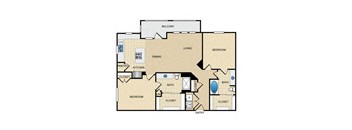B2 Floor Plan: 2 bedroom, 2 bathroom at Ovation at Lewisville Apartments, Texas , 75067