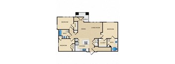 C1A Floor Plan: 3 bedroom, 2 bathroom at Ovation at Lewisville Apartments, Lewisville, TX