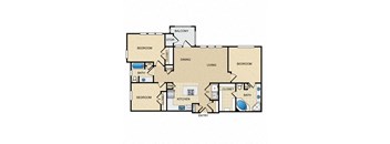 C1 Floor Plan: 3 bedroom, 2 bathroom at Ovation at Lewisville Apartments, Lewisville, 75067
