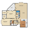 2 bedroom, 2 bathroom