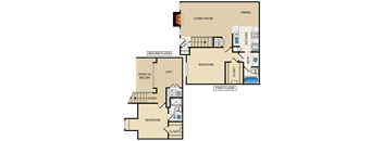 2 Bed 2 Bath Floor Plan at Waterford Place Apartments & Townhomes, Overland Park, KS, 66210