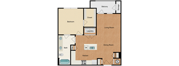 1 bedroom, 1 bathroom