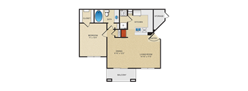 1 bedroom, 1 bathroom A at The Clairborne Apartment Homes Texas , 75050