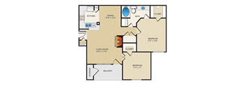 2 bedroom 1 bathroom at The Clairborne Apartment Homes, Grand Prairie,TX