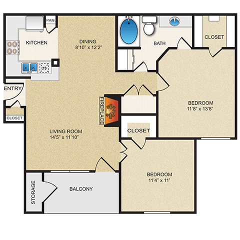 2 bedroom 1 bathroom at The Clairborne Apartment Homes, Grand Prairie,TX