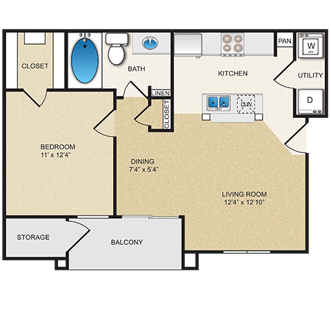 1 bedroom, 1 bathroom at The Clairborne Apartment Homes Texas , 75050
