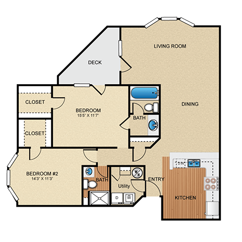 Toscano Floor Plan at Cambria Luxury Apartment Homes, Kansas City