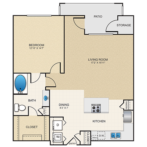 A3 ALT Floor Plan at Cypress at Lewisville Apartment Homes, Lewisville, 75067