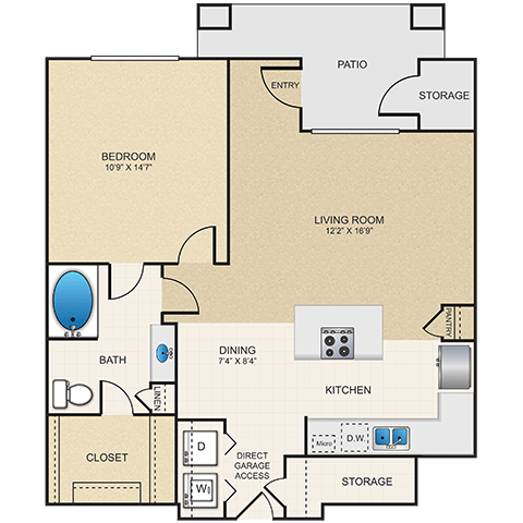 A3G Floor Plan at Cypress at Lewisville Apartment Homes, Lewisville Texas