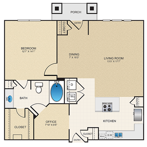 A4 ALT Floor Plan at Cypress at Lewisville Apartment Homes, Texas