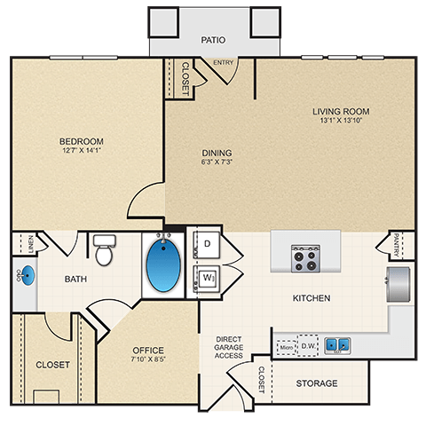 A4G1 Floor Plan at Cypress at Lewisville Apartment Homes, Texas, 75067