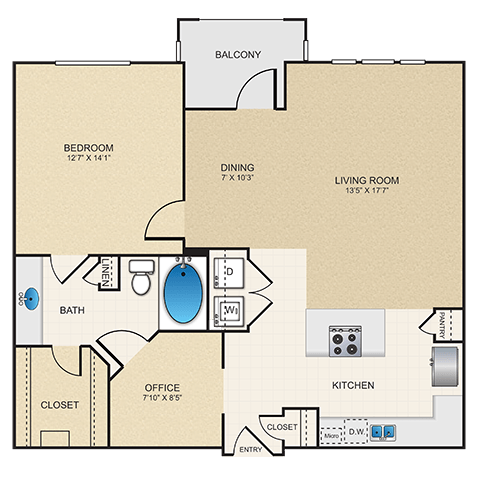 A4 Floor Plan at Cypress at Lewisville Apartment Homes, Lewisville