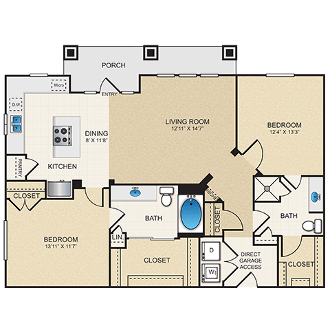 B2G ALT Floor Plan at Cypress at Lewisville Apartment Homes, Lewisville