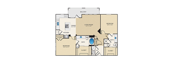 a floor plan of a home with two bedrooms and two bathrooms