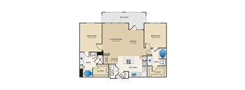 a floor plan of a home with two bedrooms and two bathrooms