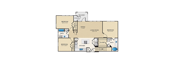 a floor plan of a home with two bedrooms and two bathrooms
