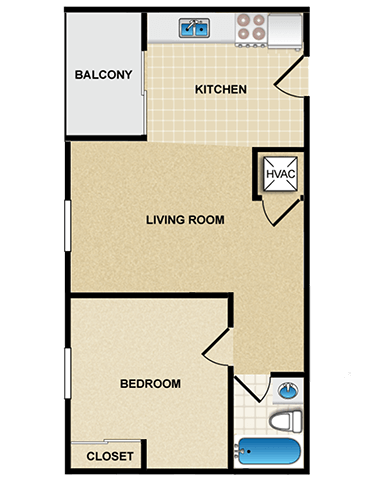 1 BED 1 BATH Malvern A1 at Malvern Hill Apartment Homes, 66103 66214