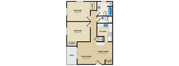 malvern B2 floor plan at  Malvern Hill Apartments , Kansas City, Kansas