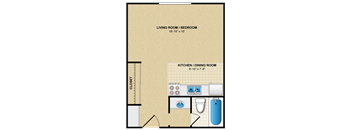 studio1 floor plan at Malvern Hill Apartments , Kansas City, Kansas, 66103