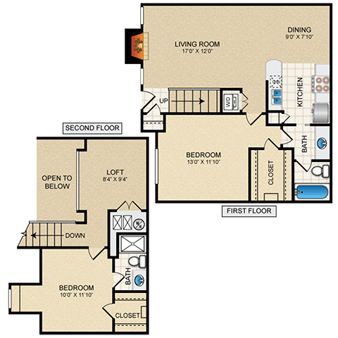 two bedroom apartments at the acadia apartments in houma, la at Waterford Place Apartments & Townhomes, Overland Park, 66210