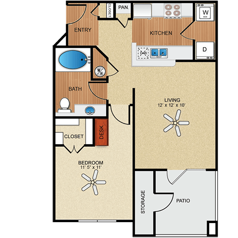 1 bedroom, 1 bathroom D at Wynnewood Farms Apartments, Overland Park 66209