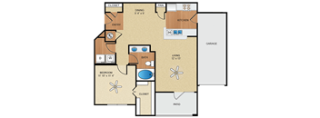 1 bedroom, 1 bathroom