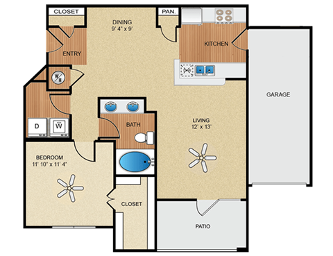 1 bedroom, 1 bathroom B at Wynnewood Farms Apartments, Kansas