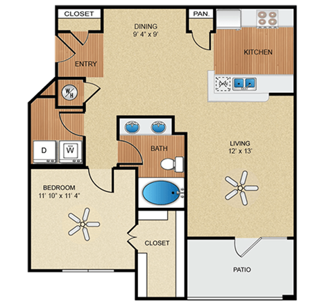 1 bedroom, 1 bathroom A at Wynnewood Farms Apartments, Kansas, 66209