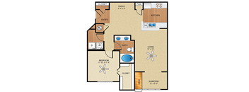 1 bedroom, 1 bathroom, sunroom