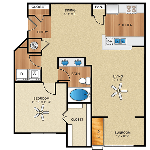 1 bedroom, 1 bathroom C at Wynnewood Farms Apartments, Overland Park, Kansas
