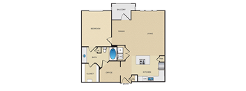 A4 Floor Plan: 1 bedroom, 1 bathroom at Ovation at Lewisville Apartments, Lewisville