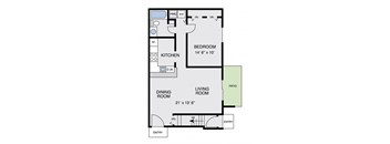 a floor plan of a small house with a bedroom and a living room