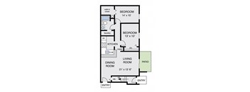 a floor plan of a house with a bedroom and a living room