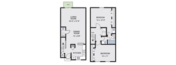 a floor plan of a living room and a dining room
