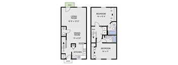 a floor plan of a house with a bedroom and a living room
