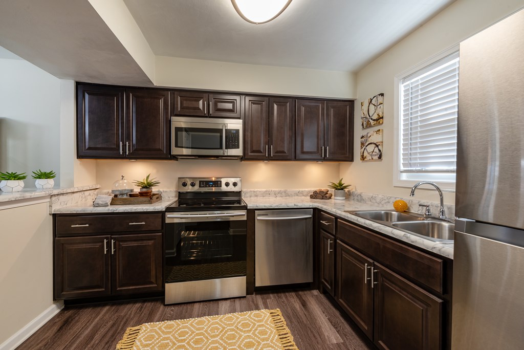 Modern Kitchen with Stainless Steel Appliances.