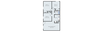 A floor plan of a two bedroom apartment with an on-plot living/dining area.