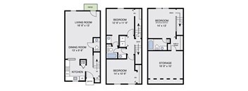 floor plan of a 1 story house with a garage and a living room