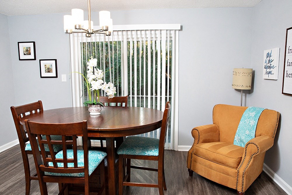 Dining area with sliding door to patio
