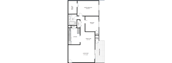 a floor plan of a two bedroom apartment with a living room and a dining room