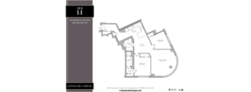 A floor plan for a two bedroom, two bath apartment at the Connecticut House.