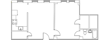 a floor plan of a bathroom with a toilet and a sink