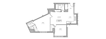 A floor plan of a house with two bedrooms and a living room.