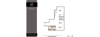 A floor plan for a one bedroom apartment on the 7th floor of a building.