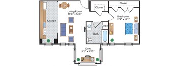 Renovated 1 Bedroom Den 17 Tier