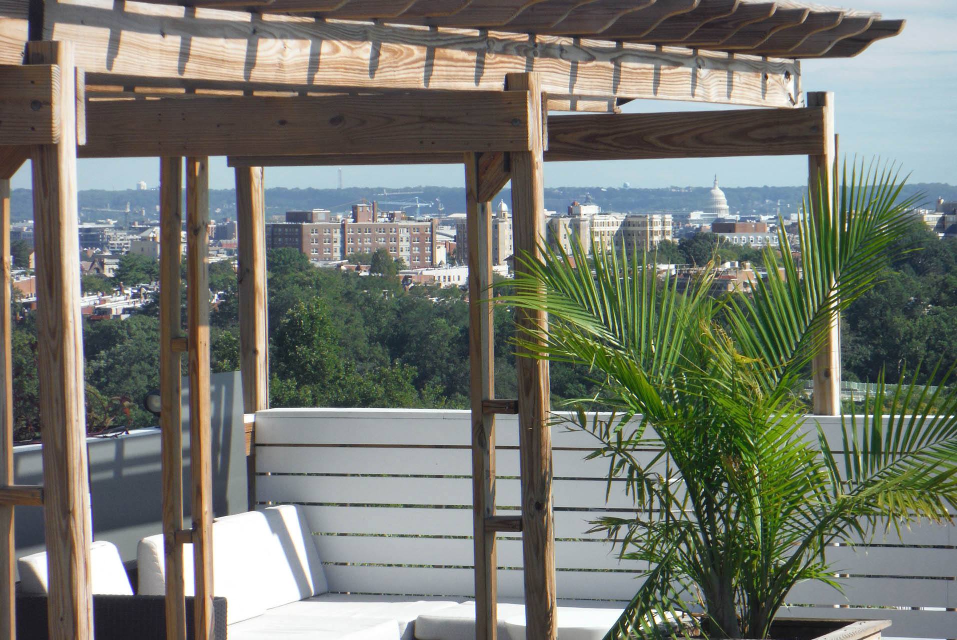 view of the city from the roof of a house