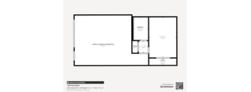 a floor plan of a 1 bedroom unit with a bathroom and a living room