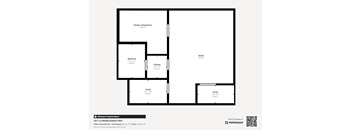 a floor plan of a 1 bedroom unit with roommates
