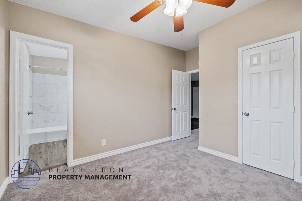the master bedroom has a walk in closet and its own ensuite bathroom